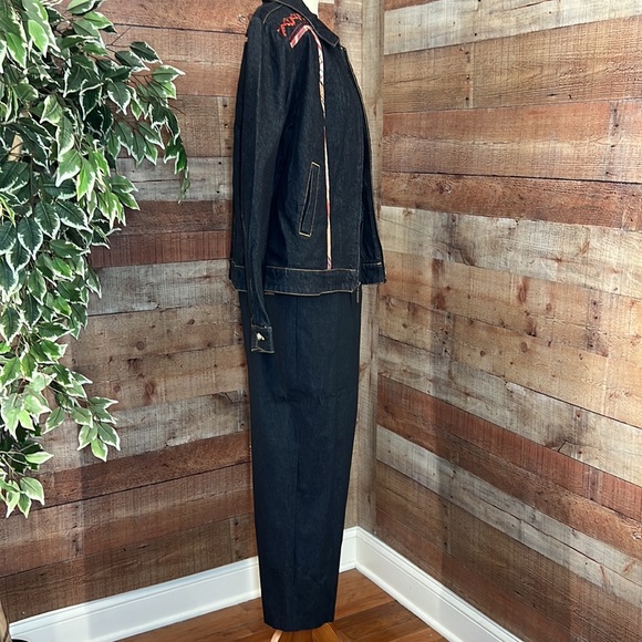 KOOS OF COURSE Vintage Black Denim Jacket Matching Jeans Set NWOT Sz Large - Picture 8 of 15
